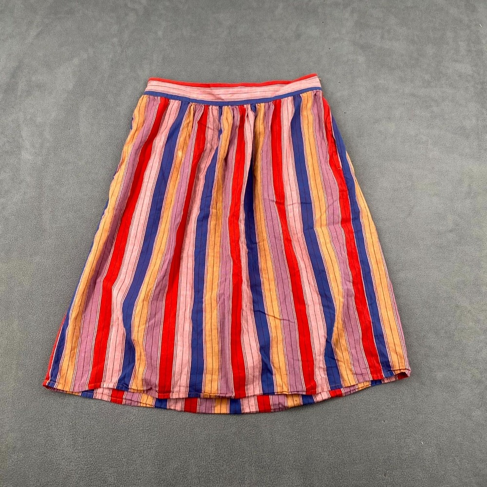 Aerie A- Line Skirt Womens Large Multicolor Striped Pleated Front Modern Pull On